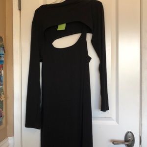 Sexy black tight dress with front cut out